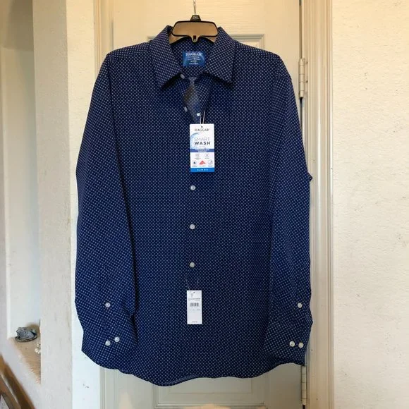 Haggar | Shirts | Haggar Slim Fit Mens Long Sleeve Dress Shirt Nwt Size  7175 3435 Blue | Poshmark
